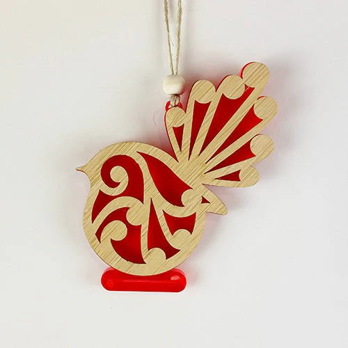 Koru NZ Fantail Bird Christmas Ornament - Image 5