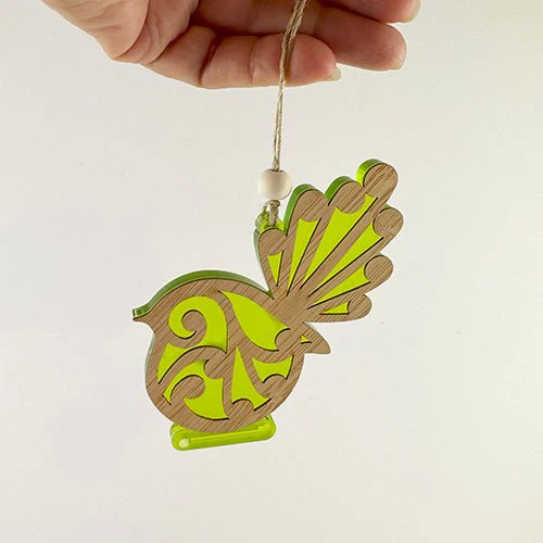 Koru NZ Fantail Bird Christmas Ornament - Image 9