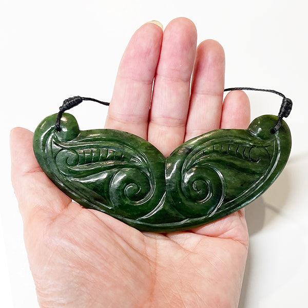 Large 12.5cm Genuine NZ Greenstone Koru Breastplate Necklace - Image 2