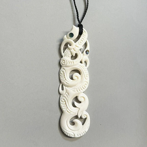Large 15cm Maori Double Manaia Bone Necklace