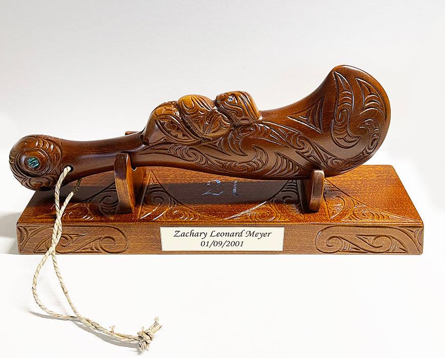 Large 46cm Carved Maori Wahaika on Stand - Image 5