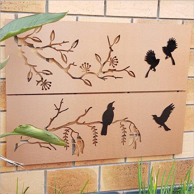 Large NZ Fantail and Pohutukawa Wall Panel - Image 3