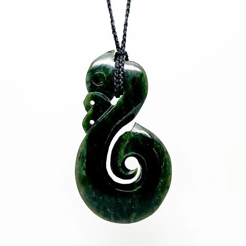 Large Genuine NZ Greenstone Manaia Necklace 8cm