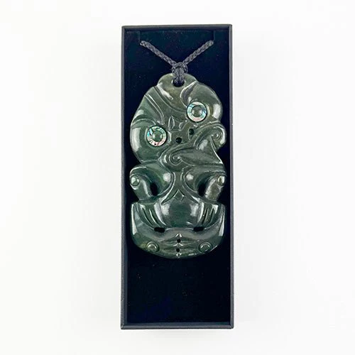 Huge 12cm Genuine NZ Greenstone Tiki Necklace - Image 3