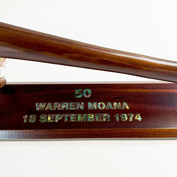 Large Maori Tewhatewha on Stand with Greenstone Blade - Image 6