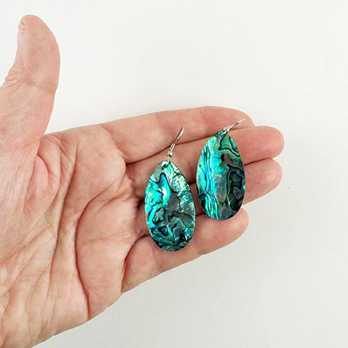 Large Paua Shell Drop Earrings - Image 2