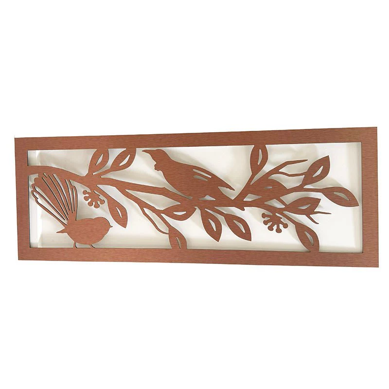 Large Tui and Fantail on Pohutukawa Wall Panel - Image 4