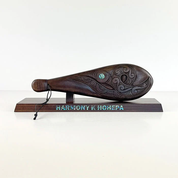 Mahogany Maori Patu with Koru Carving and Optional Stand - Image 8