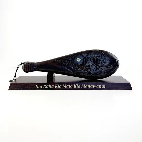 Mahogany Maori Patu with Koru Carving and Optional Stand - Image 9