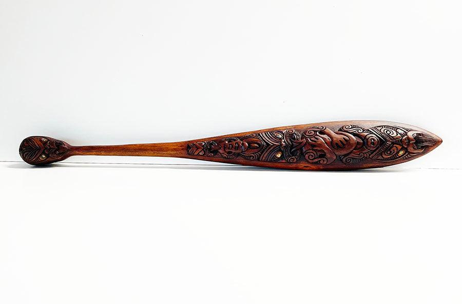 Mahogany Maori Waka Hoe Paddle with Optional Stand - Image 2