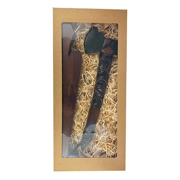 MÄori Axe Toki Kaka Poto with Greenstone Head - Image 21