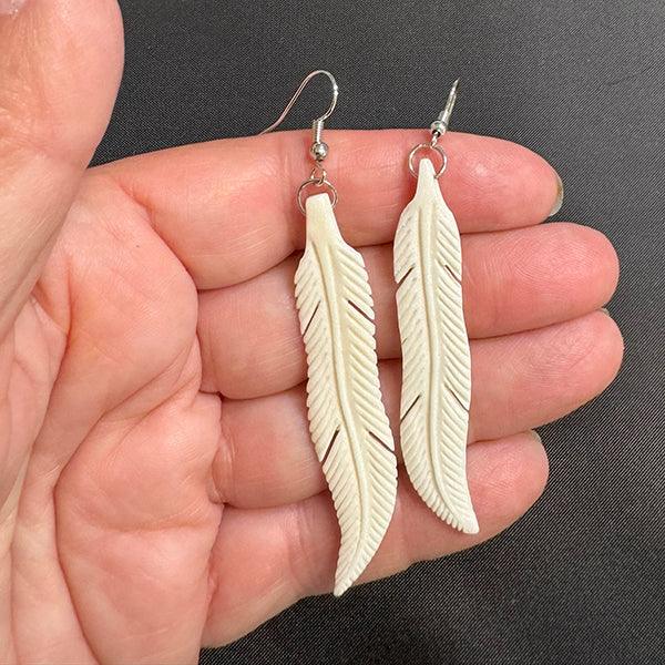 Maori Bone Feather Kapa Haka Earrings - Image 2