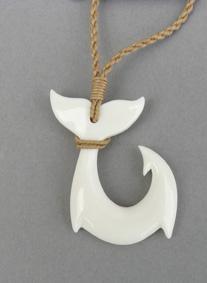 Maori Bone Hook Necklace with Whale Tail - Image 3
