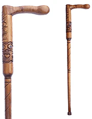 Maori Carved Walking Stick with Handle - Image 2