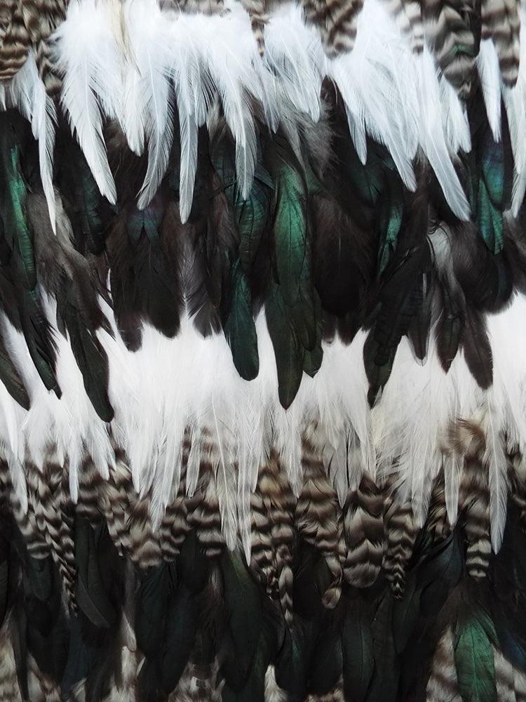 Maori Feather Korowai - White Jade Mottled Stripe - Image 4