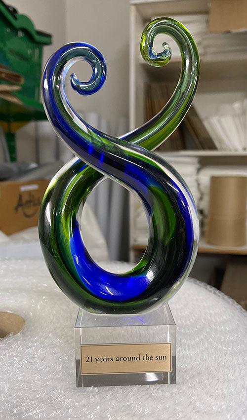Maori Glass Twist Koru Trophy or Ornament - 3 Sizes - Image 3