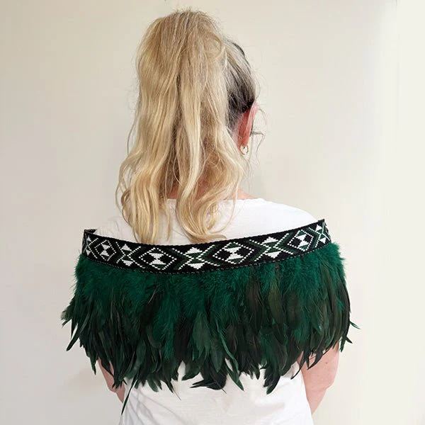 Maori Short Korowai in Forest Green - Image 2