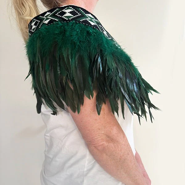 Maori Short Korowai in Forest Green - Image 3
