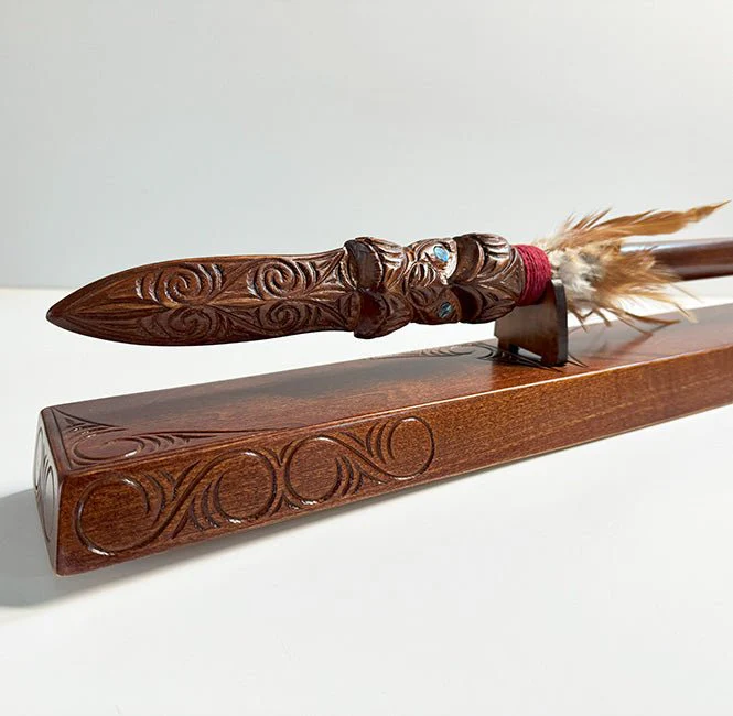 Maori Taiaha on Stand - Image 2