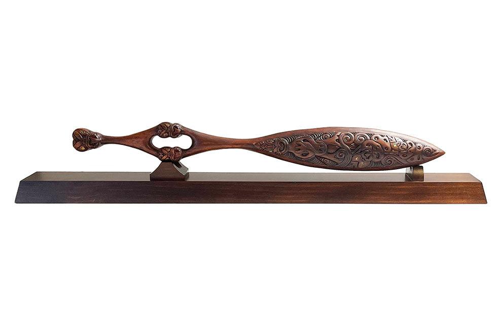 Maori Waka Hoe Paddle - Stand Optional or Wall Hung - Image 2