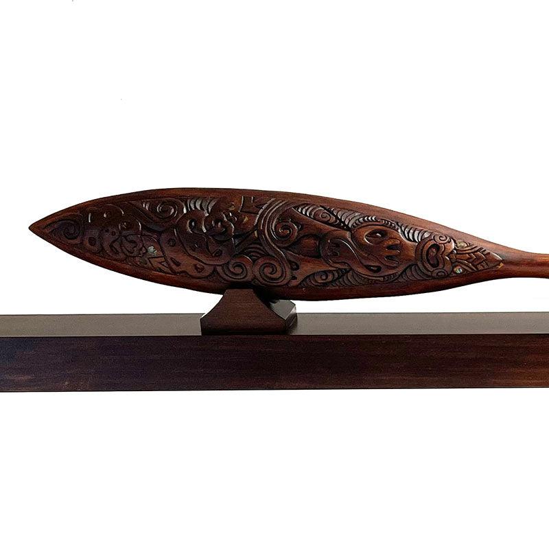 Maori Waka Hoe Paddle - Stand Optional or Wall Hung - Image 3