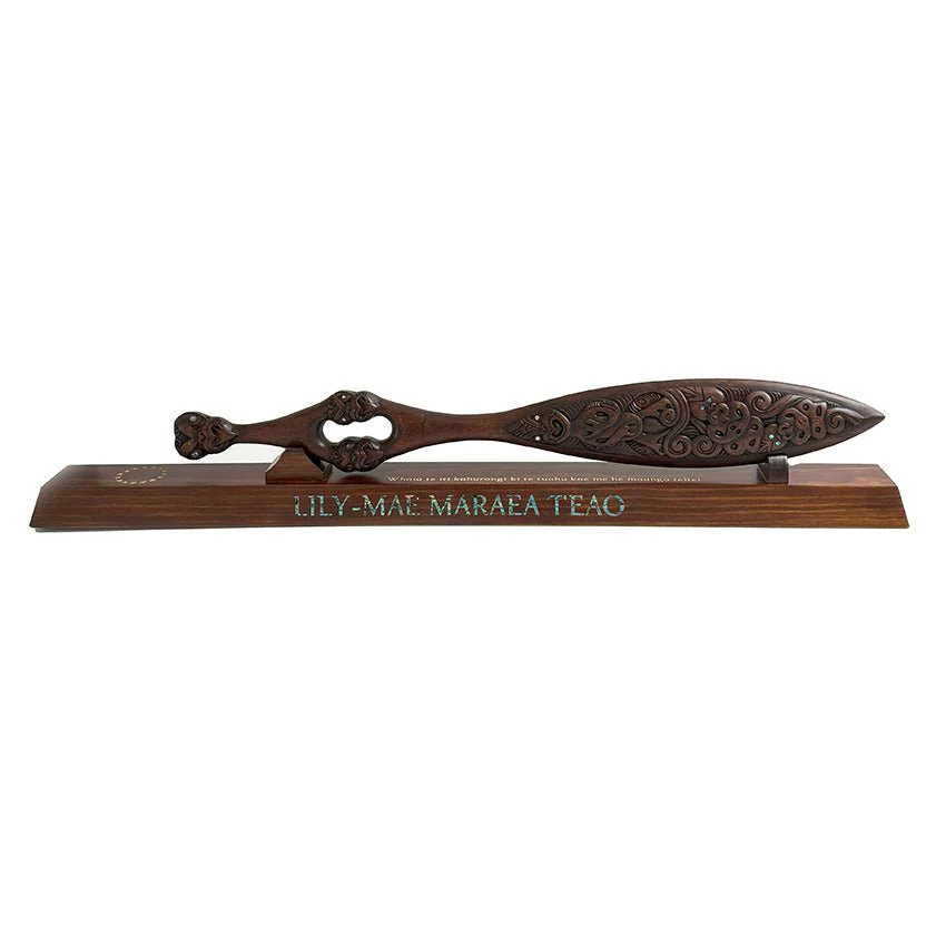 Maori Waka Hoe Paddle - Stand Optional or Wall Hung - Image 5
