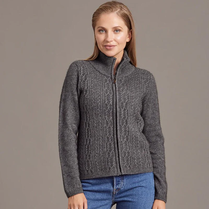 Merino Possum Silk Zip Cable Jacket - Image 2