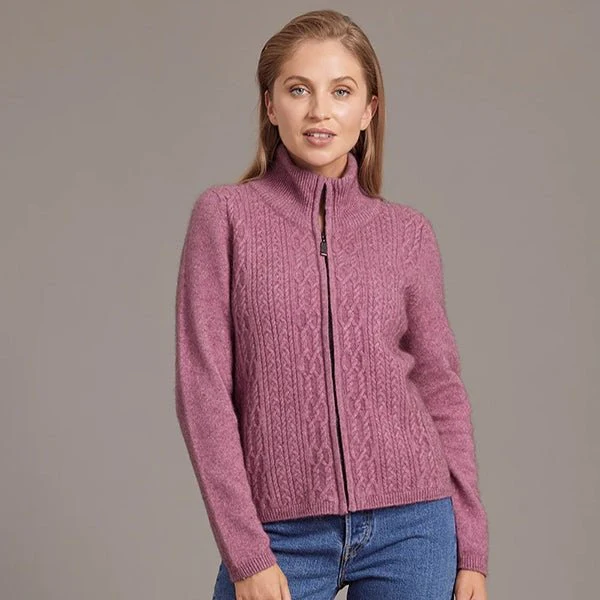 Merino Possum Silk Zip Cable Jacket - Image 3