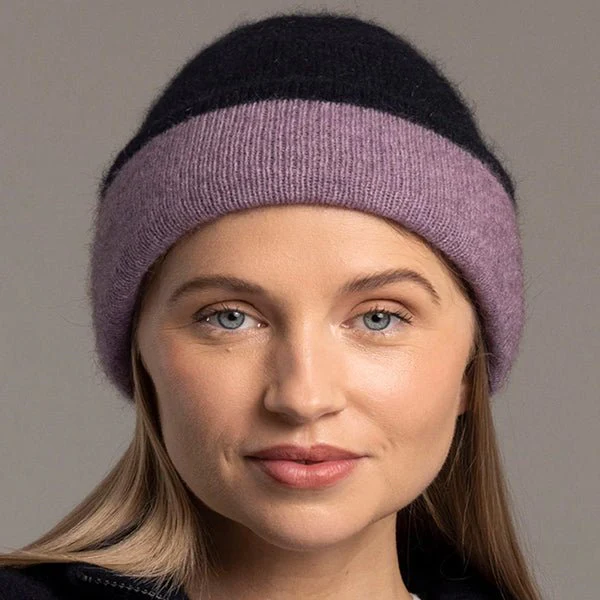 Merino PossumSilk Two Tone Reversible Beanie Hat - Image 2