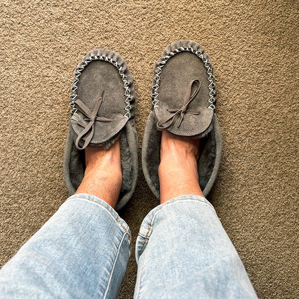 New Zealand Sheepskin Moccasins with Driving Sole - Image 6