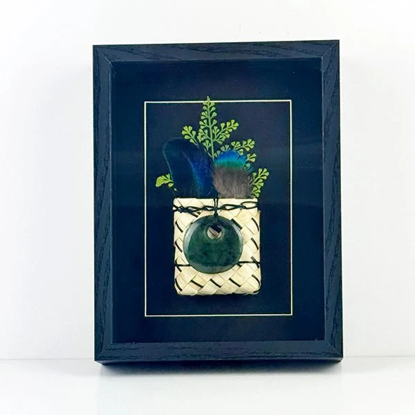 NZ Genuine NZ Greenstone Circle of Life in Shadow Box Wall Art