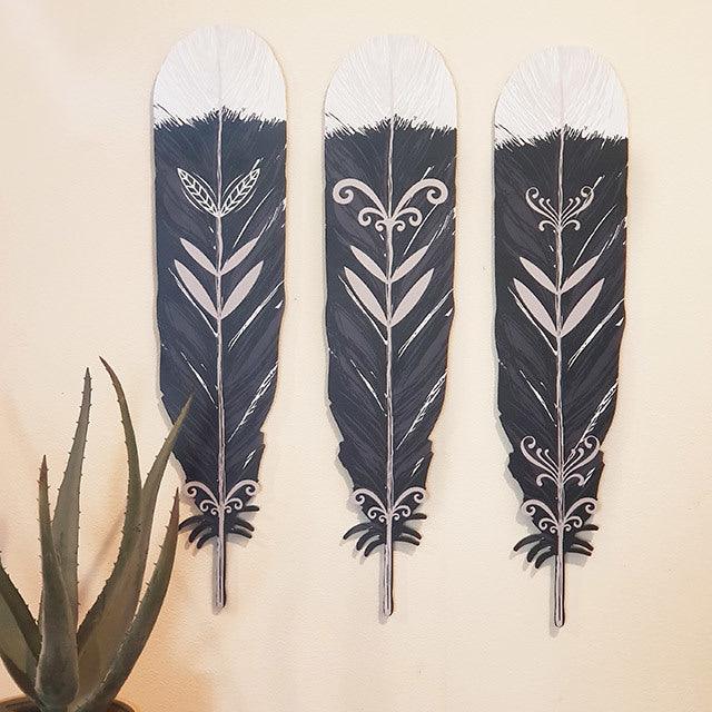 NZ Huia Feathers Wall Art Set - Image 5