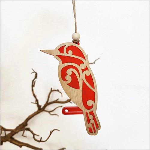 NZ Koru Kingfisher Christmas Ornament - Image 3