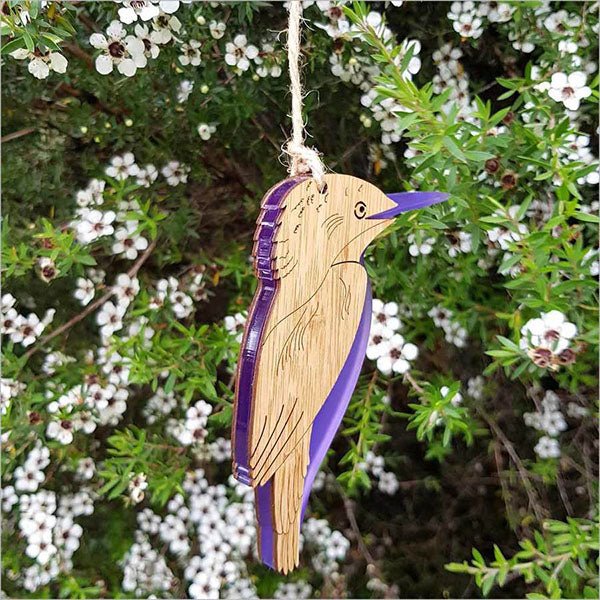 NZ Kotare Kingfisher Hanging Ornament - Image 3