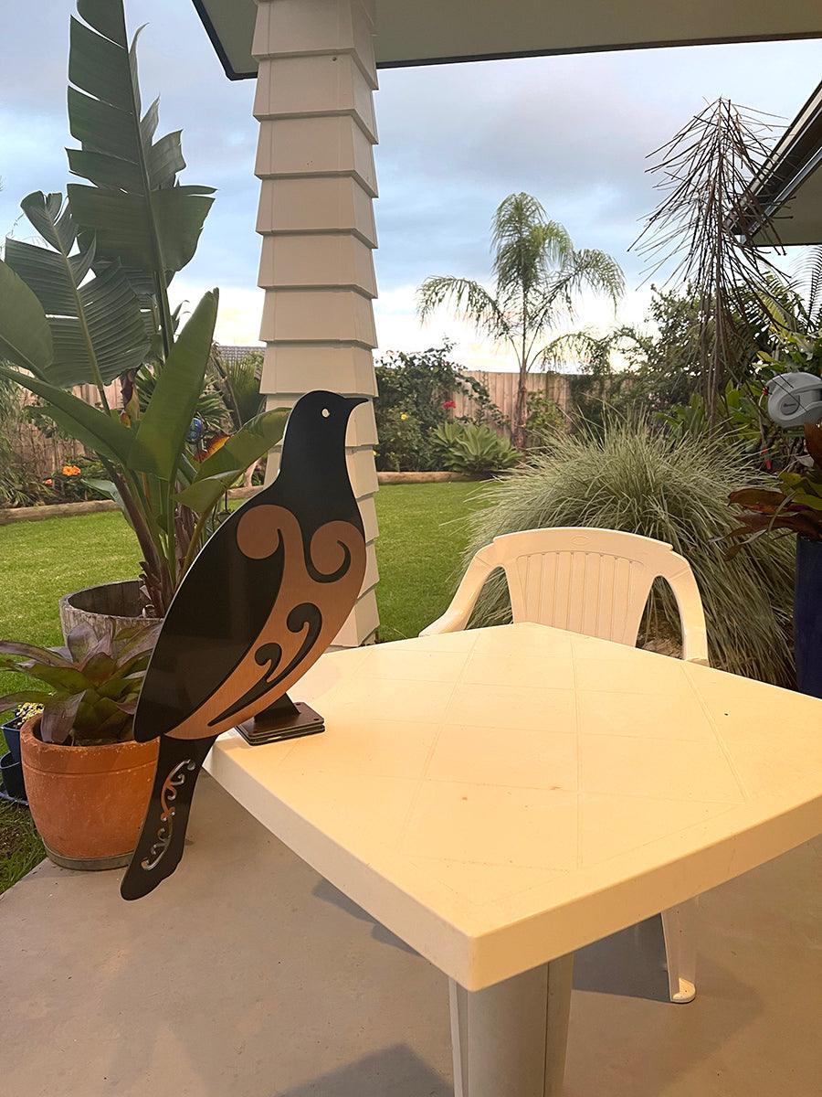 NZ Made Outdoor Kereru Wood Pigeon On Stand - Image 3