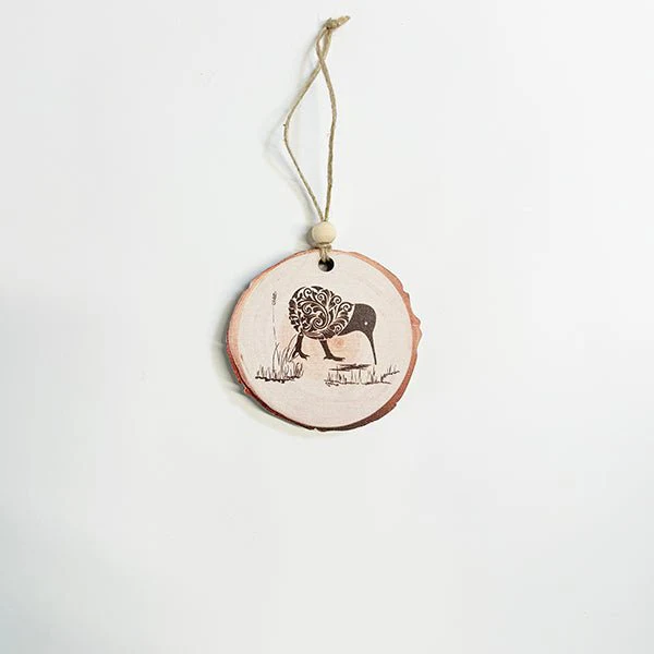 NZ Made Wood Slice Kiwi Bird Ornament - Image 2