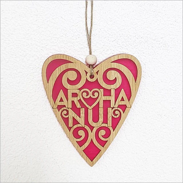 NZ Maori Arohanui Koru Heart Christmas Ornament - Image 10