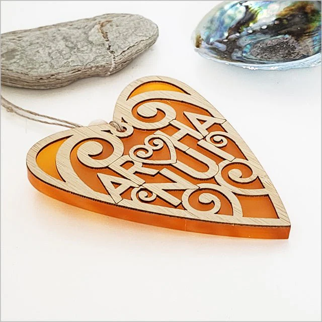 NZ Maori Arohanui Koru Heart Christmas Ornament - Image 11