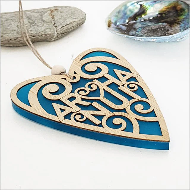 NZ Maori Arohanui Koru Heart Christmas Ornament - Image 3