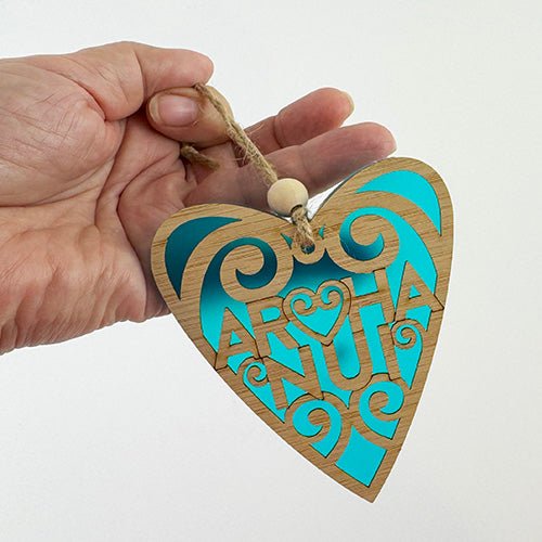 NZ Maori Arohanui Koru Heart Christmas Ornament - Image 4