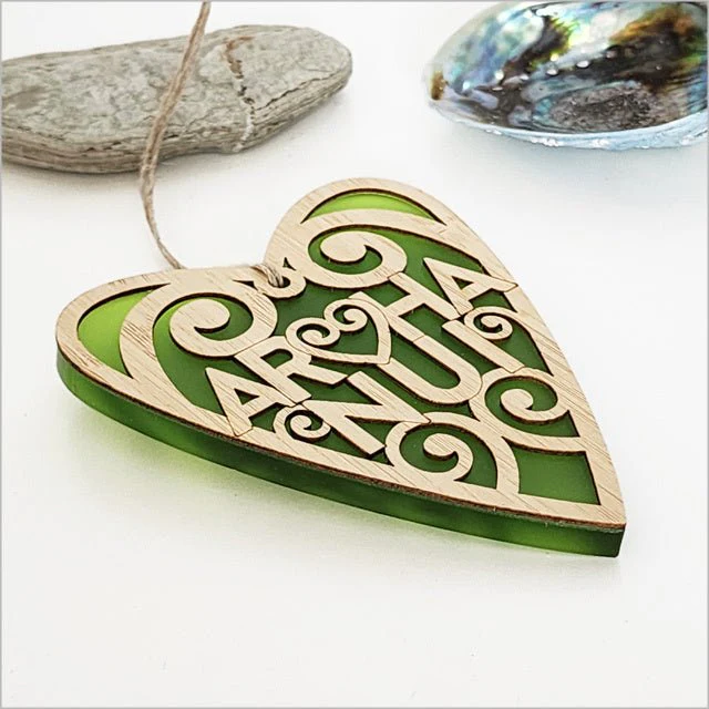 NZ Maori Arohanui Koru Heart Christmas Ornament - Image 9