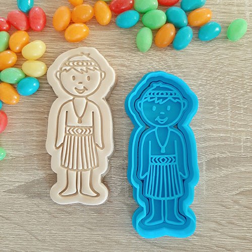 NZ Maori Boy Cookie Cutter and Fondant Stamp - Image 2