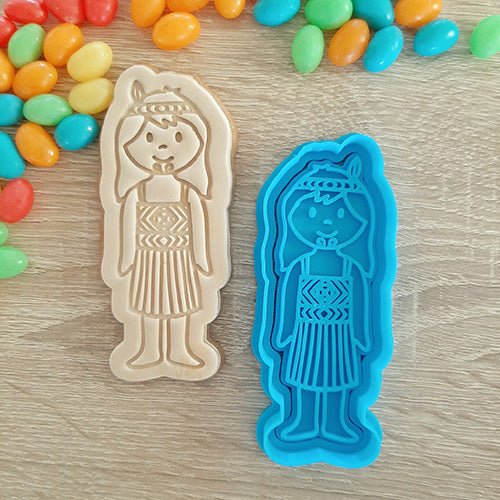 NZ Maori Girl Kapa Haka Cookie Cutter and Fondant Stamp - Image 2