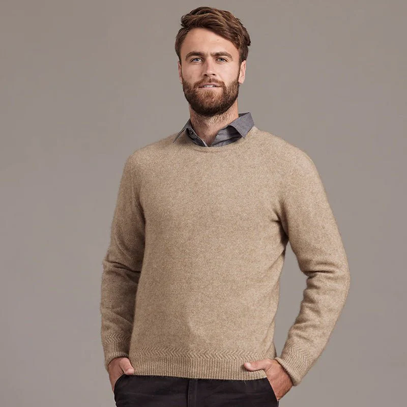 NZ Merino Possum Silk Mens Crew Neck Luxury Sweater - Image 4