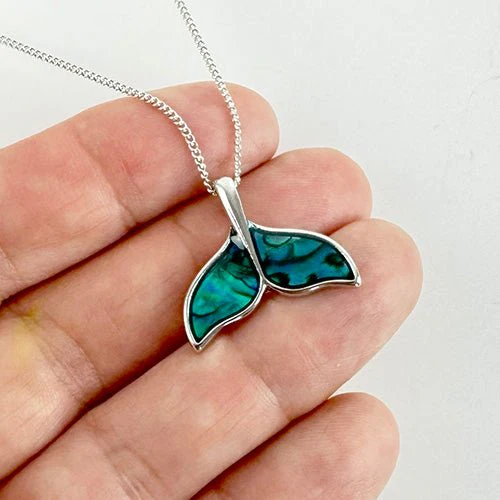NZ Paua Shell Whale Tail Necklace - Image 2
