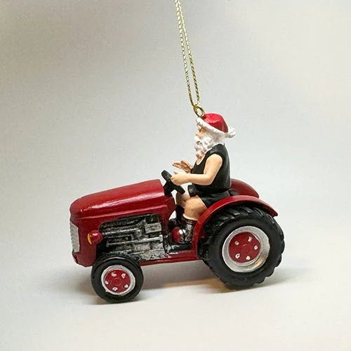 NZ Santa Claus Farmer on Tractor Xmas Ornament - Image 2
