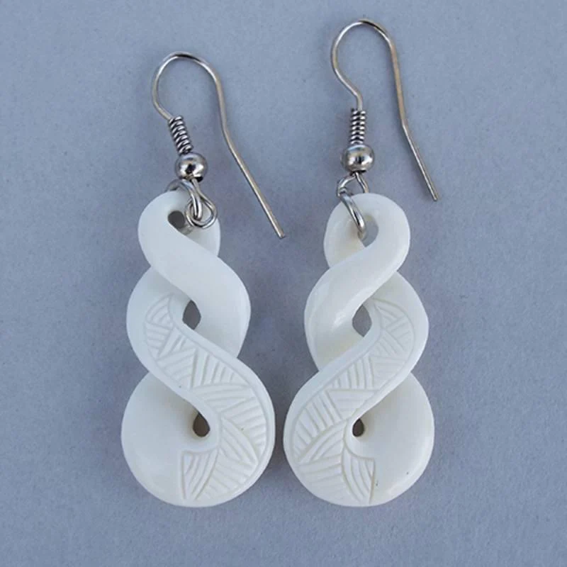 NZ Bone Maori Double Twist Earrings - Image 2
