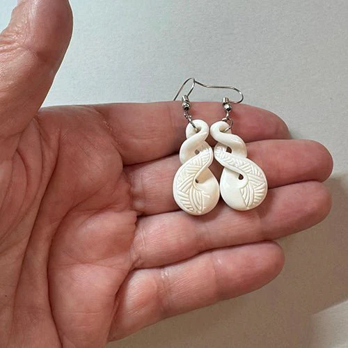 NZ Bone Maori Double Twist Earrings - Image 3