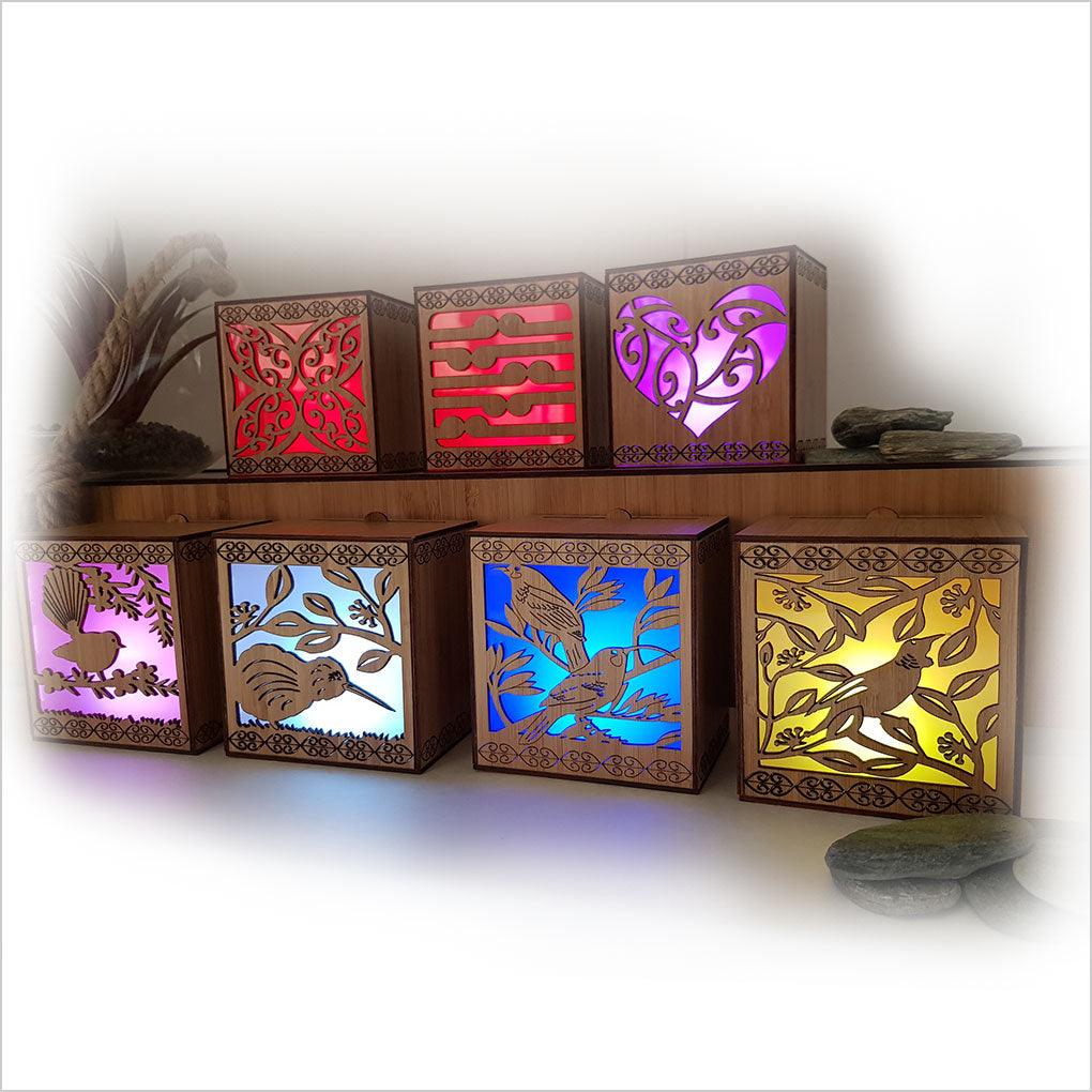 NZ Fantail on Manuka Branch LED Tealight Box - Image 5