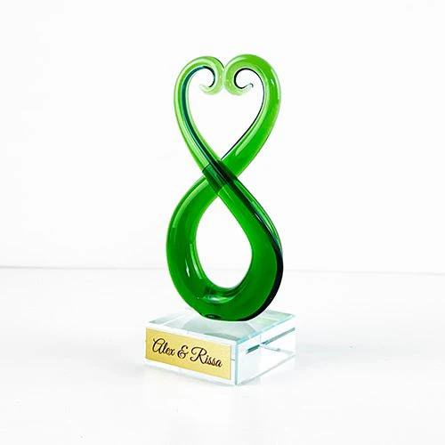 NZ Maori Green Glass Heart Koru Ornament or Trophy - Image 3